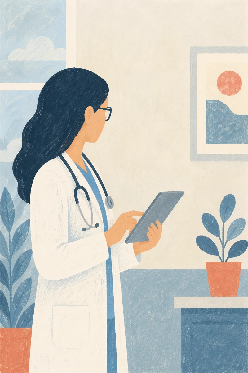 Calm Doctor Using Tablet in Hospital
