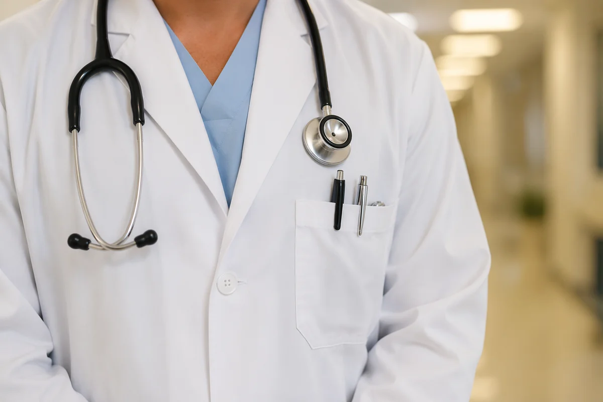 Professional Doctor With Stethoscope in Hospital