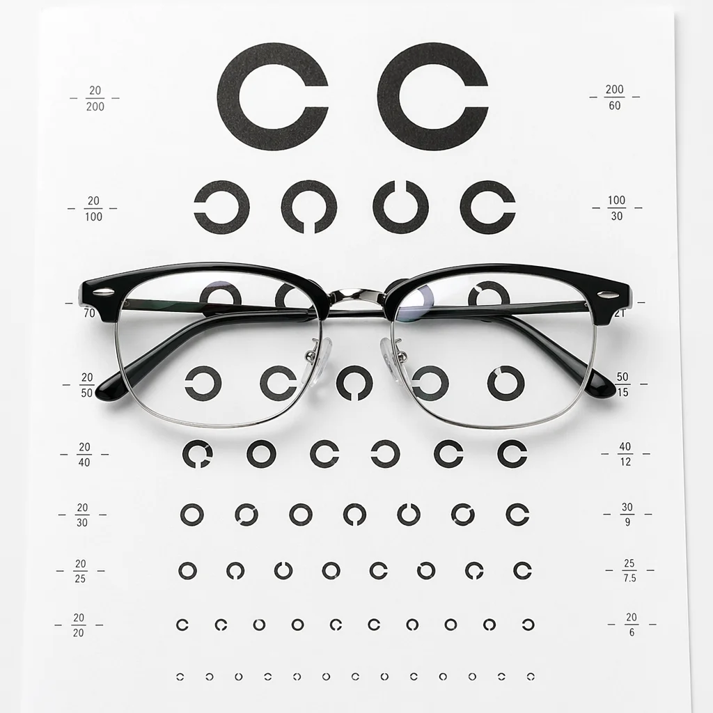 Eyeglasses on Optometry Vision Chart