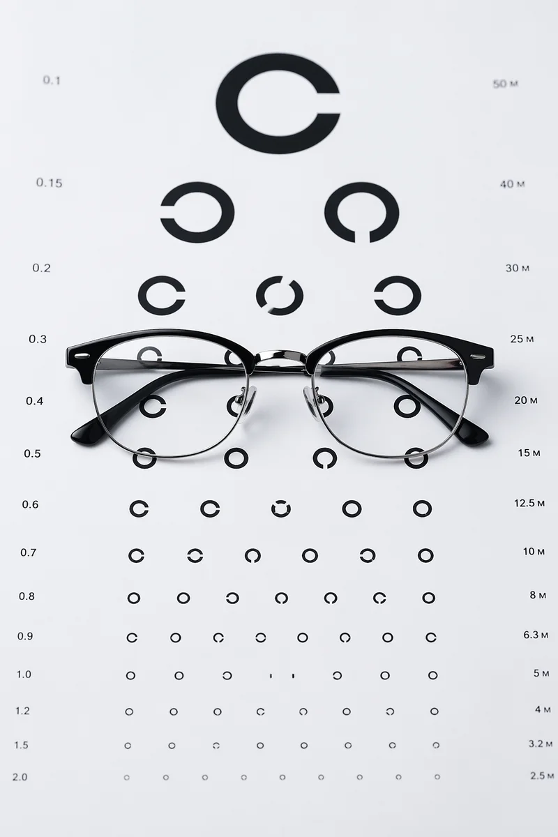 Eyeglasses on Optometry Vision Chart