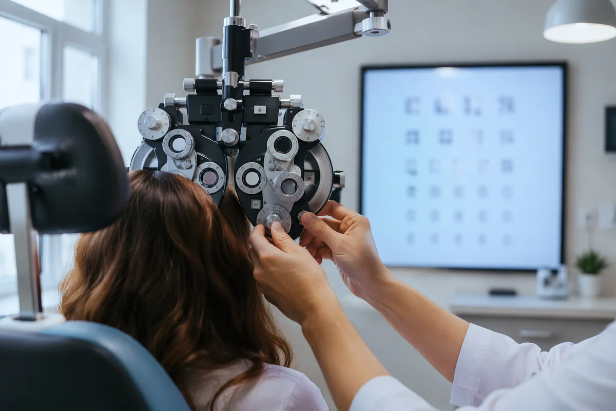 Modern Optometry Exam With Vision Chart