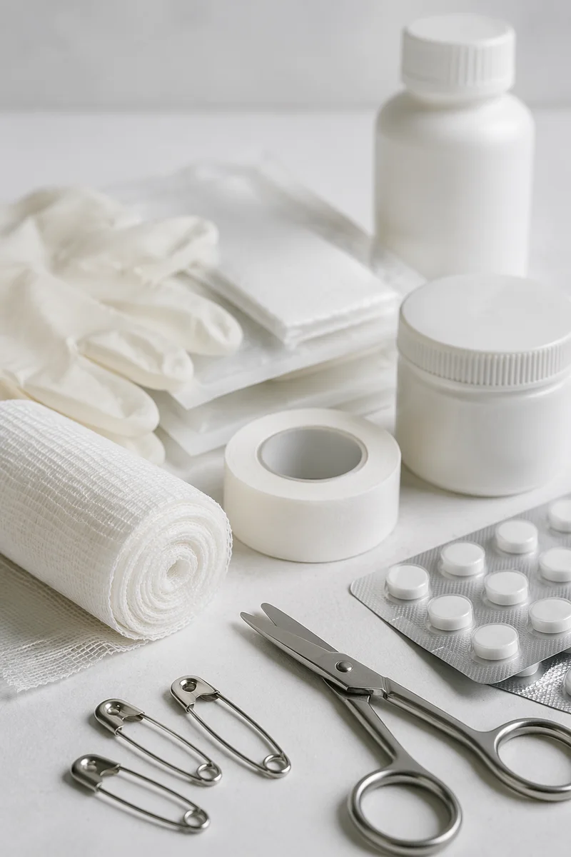Clean First Aid Emergency Supplies Flat Lay