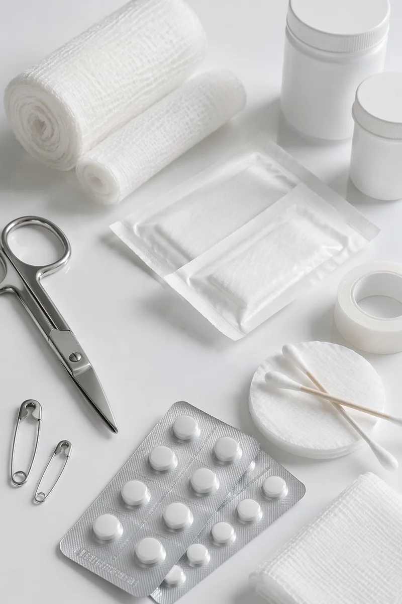 First Aid Emergency Supplies Flat Lay