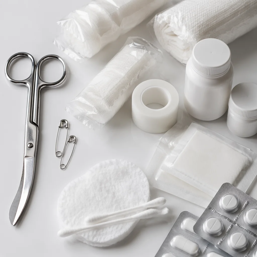 Clean First Aid Emergency Supplies Flat Lay