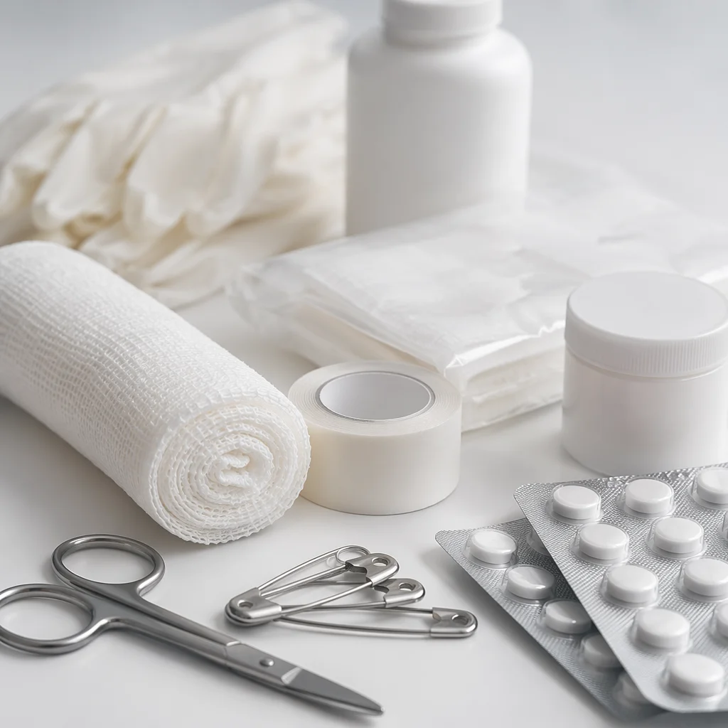 Clean First Aid Emergency Supplies Close-Up