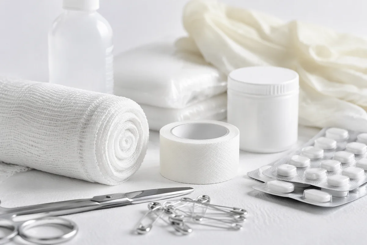 Clean First Aid Emergency Supplies Close-Up
