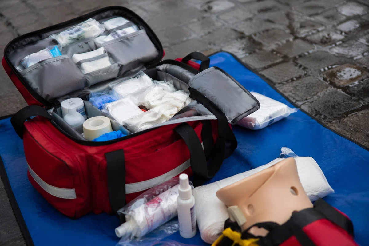 Open First Aid Kit Emergency Supplies