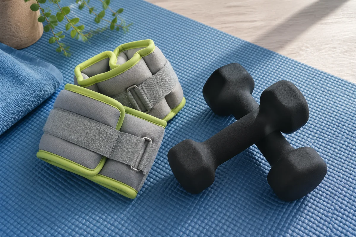 Home Rehabilitation Weights on Blue Mat