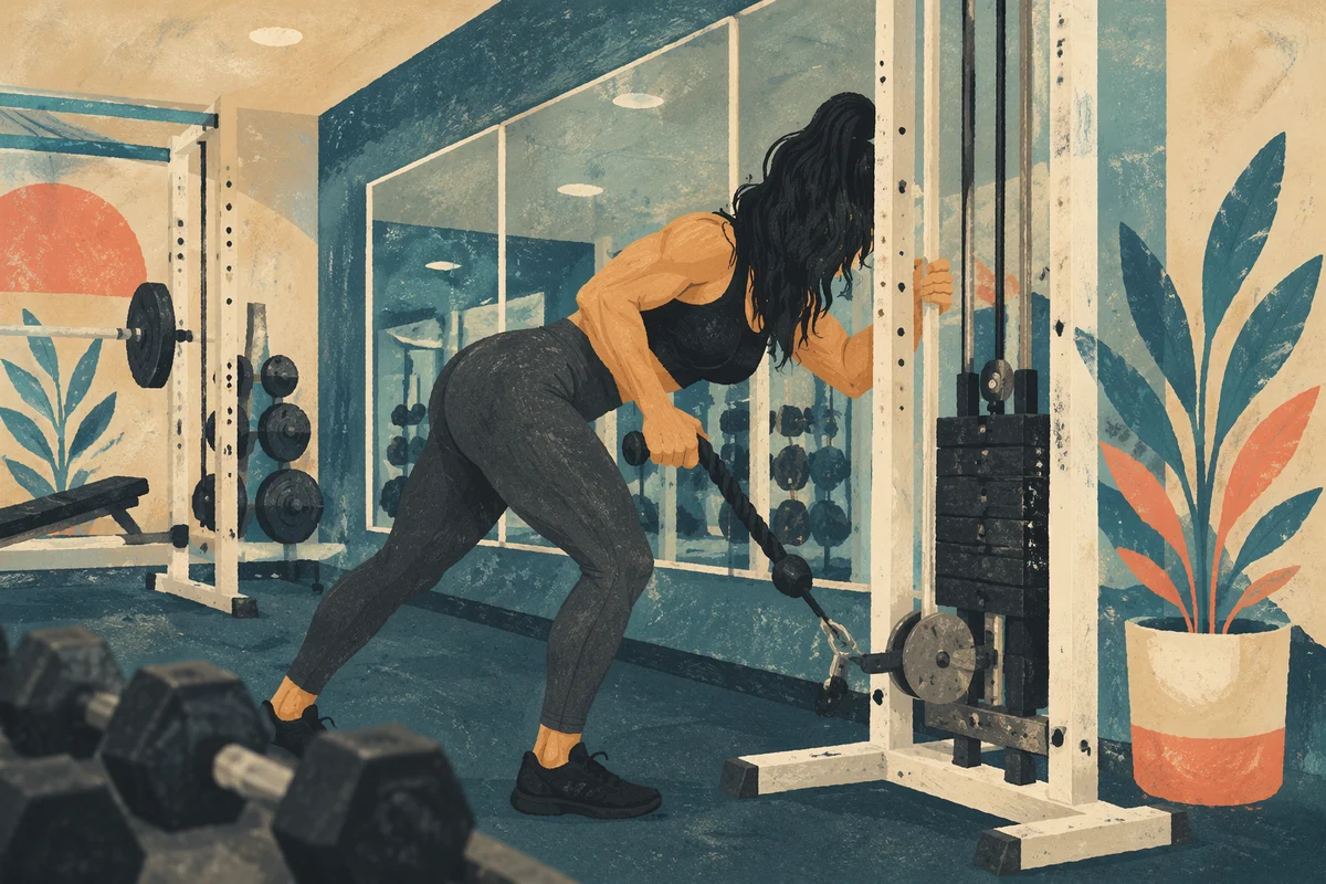 Safe Cable Row Training in Rehab Gym