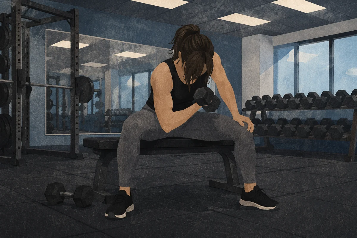 Focused Dumbbell Curl in Modern Gym