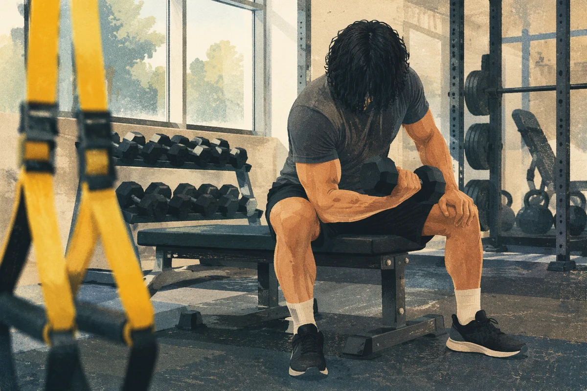 Focused Gym Rehabilitation Dumbbell Training