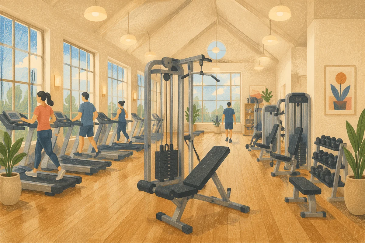 Bright Rehabilitation Gym with Strength Training Equipment