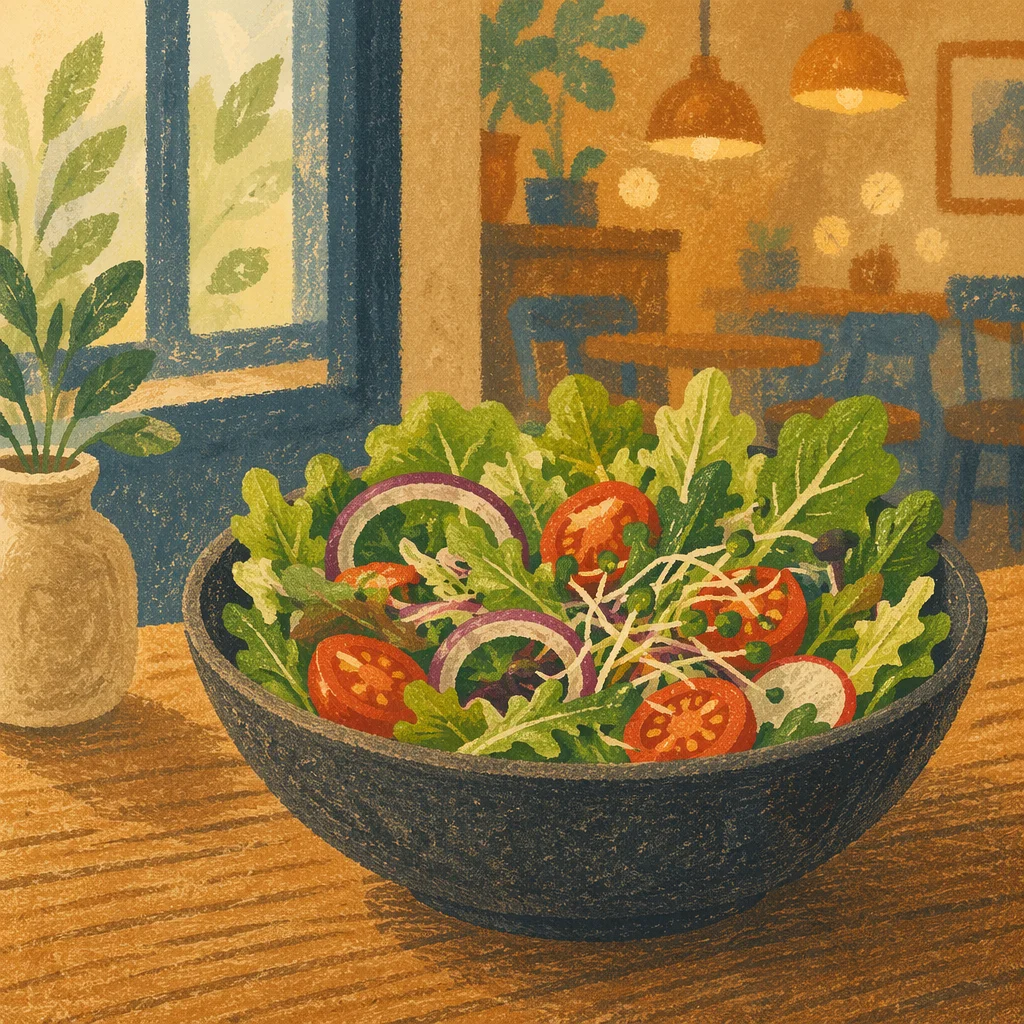 Fresh Wellness Salad Bowl on Wooden Table