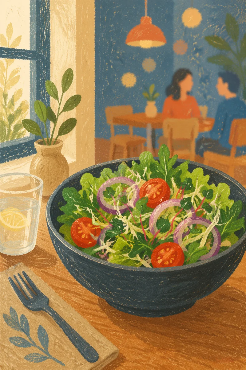Fresh Wellness Salad Bowl on Wooden Table