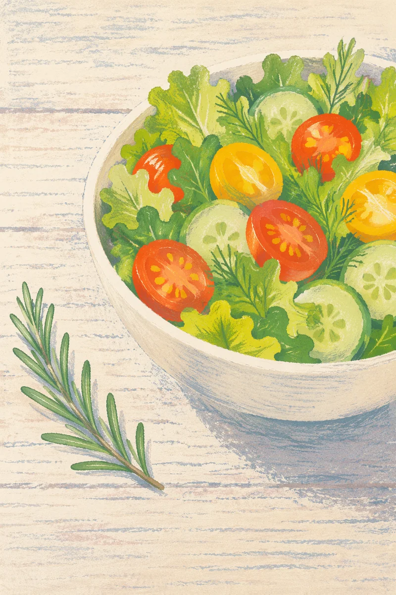 Heart Healthy Salad Bowl Overhead Composition