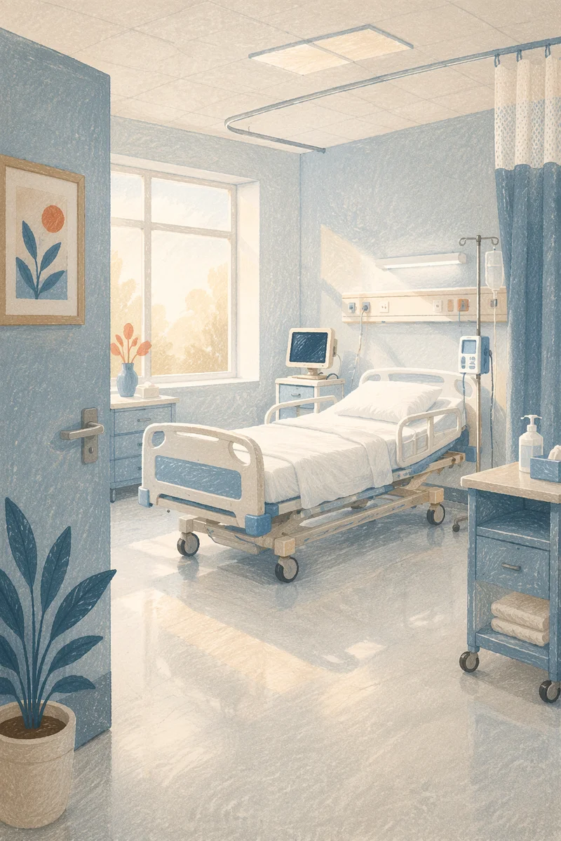 Clean Hospital Patient Room Morning Interior
