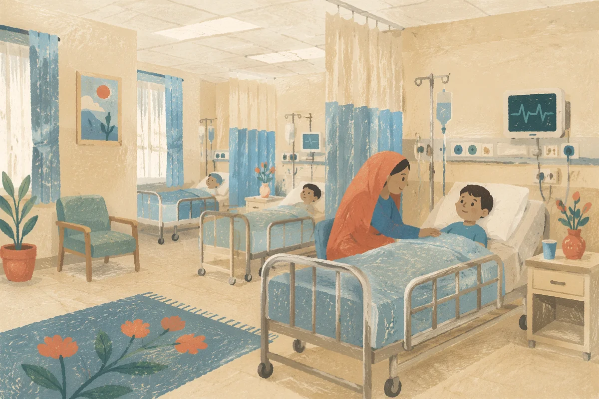 Clean Hospital Room with Empty Beds