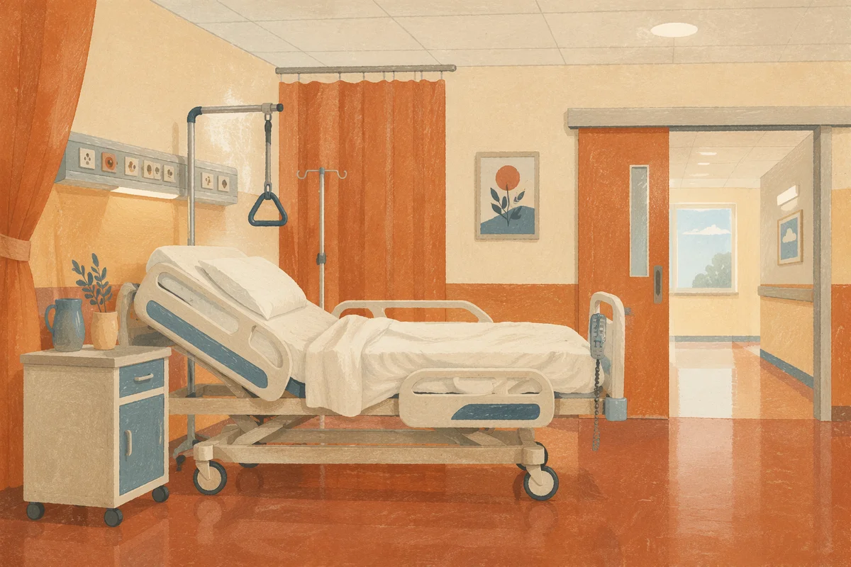 Clean Hospital Patient Room Interior Scene