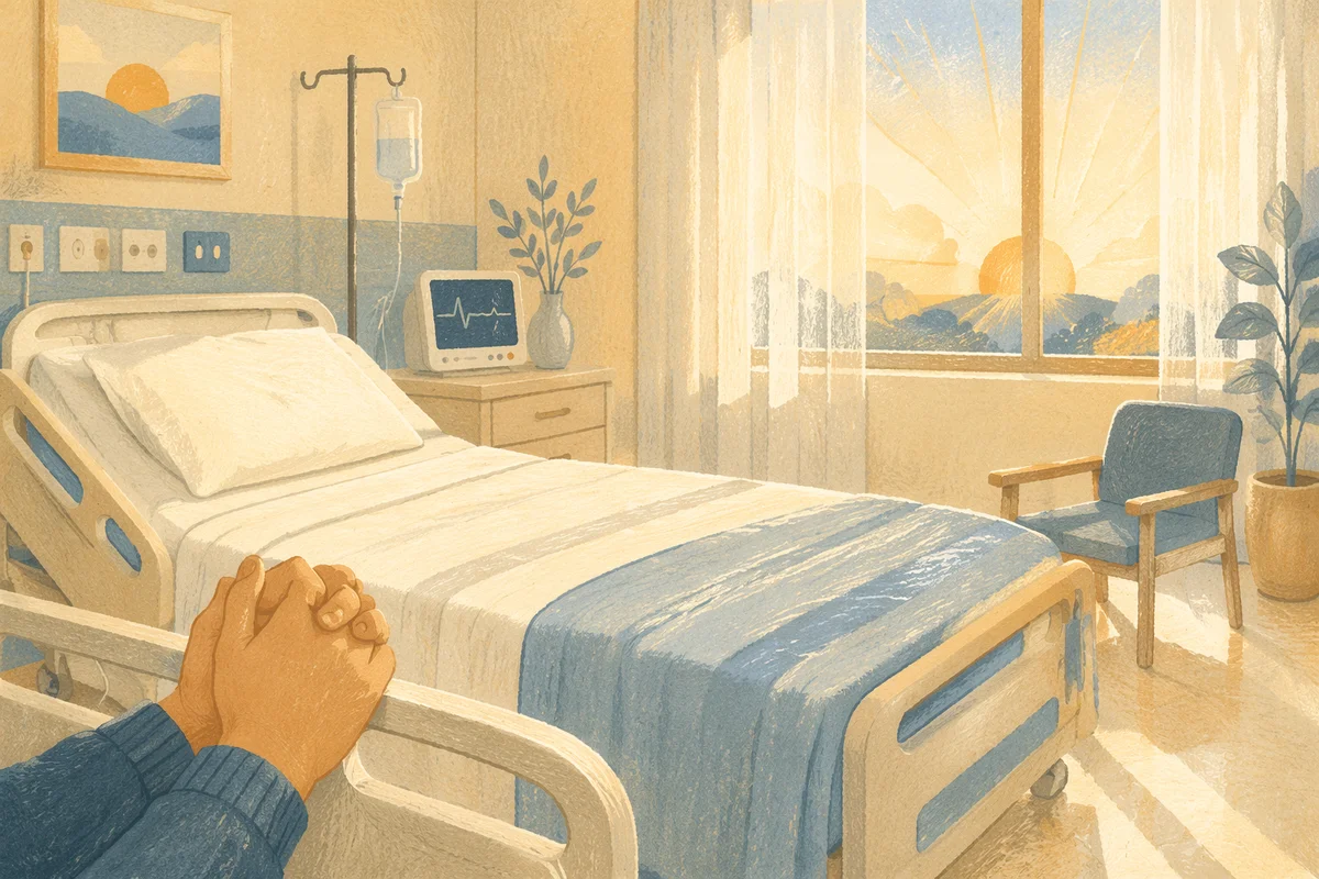 Peaceful Hospital Room Prayer at Sunrise