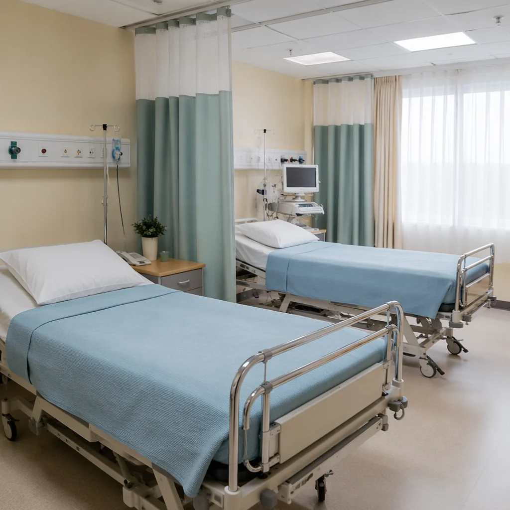Clean Hospital Room with Empty Beds