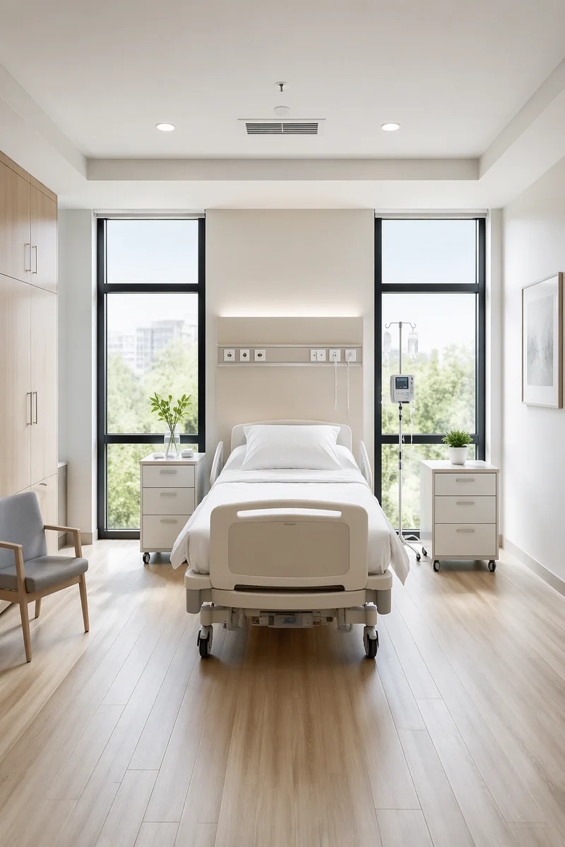 Clean Modern Hospital Patient Room Interior