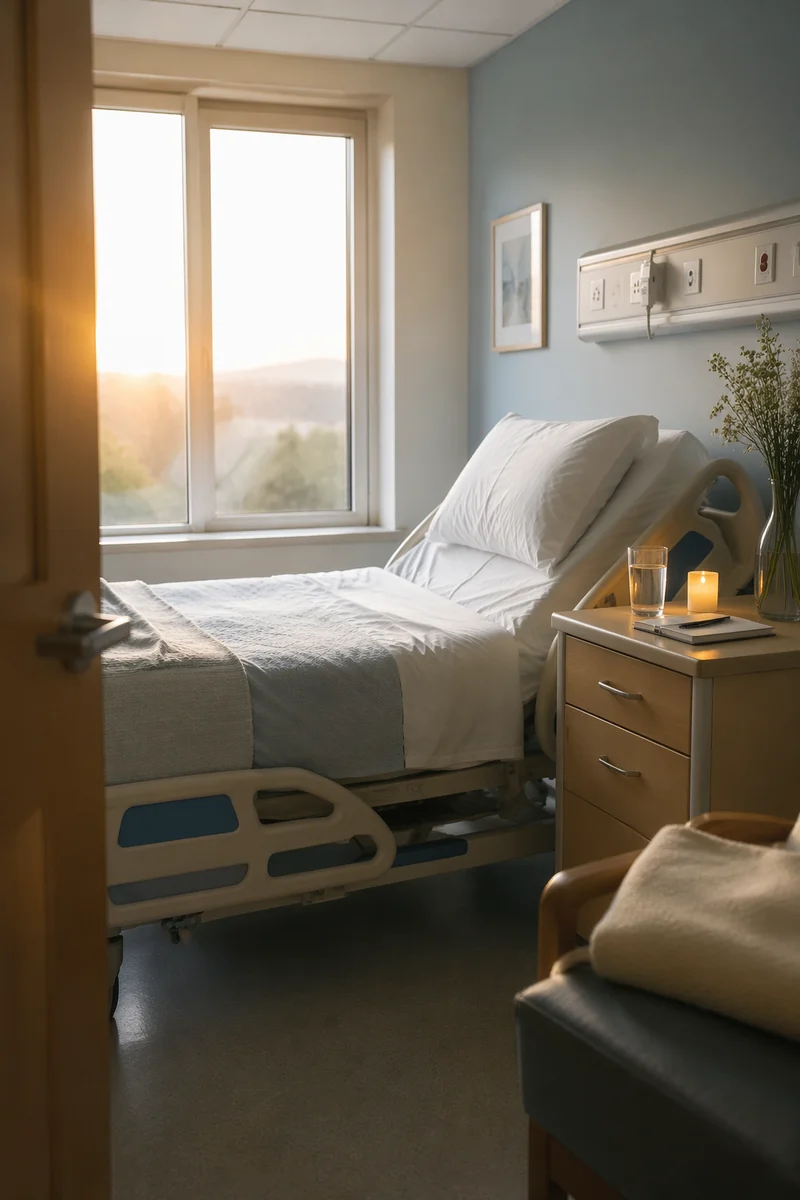 Peaceful Sunrise Hospital Room Interior