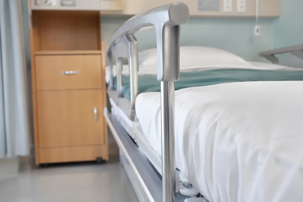 Clean Hospital Bed Room Interior Close-Up