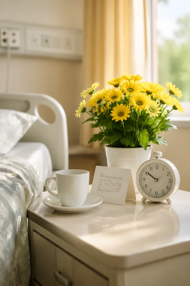 Hospital Bedside Flowers and Get Well Card