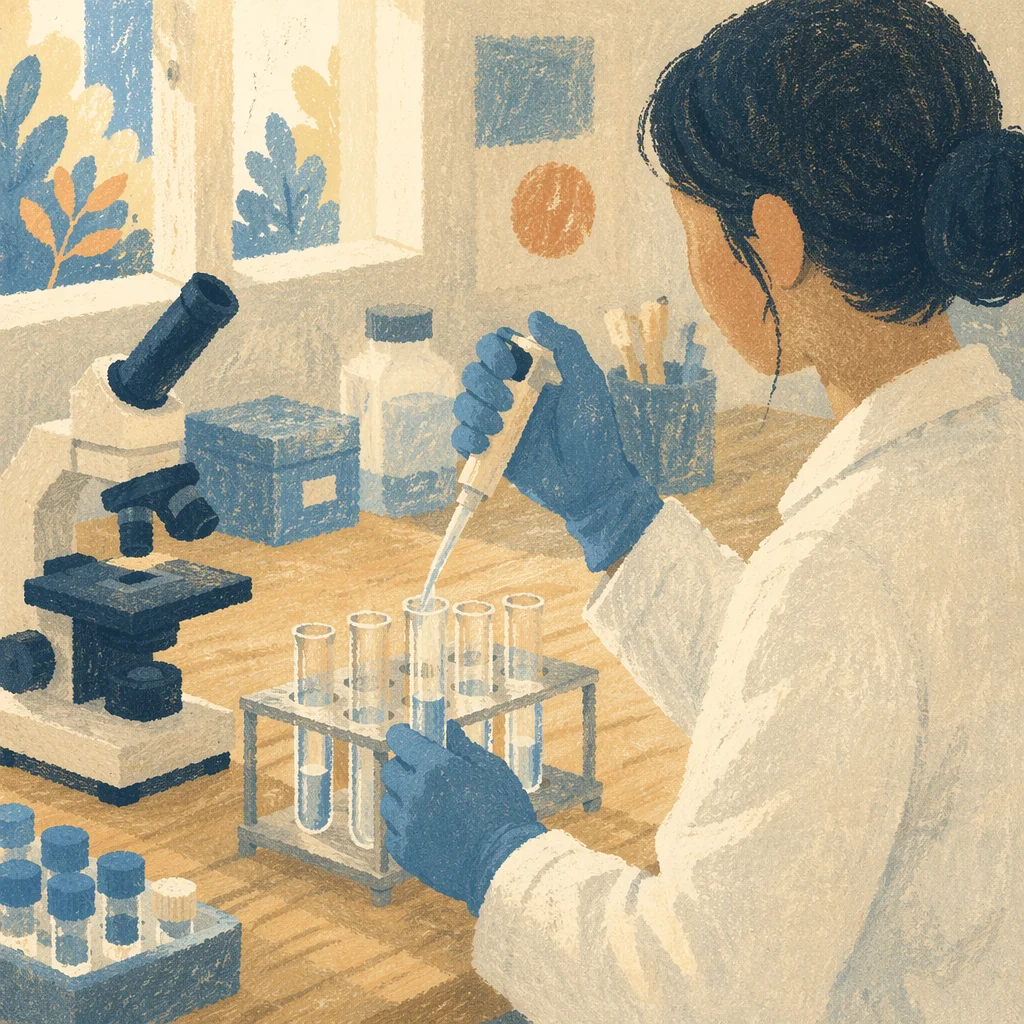 Medical Lab Technician Pipetting Test Tubes
