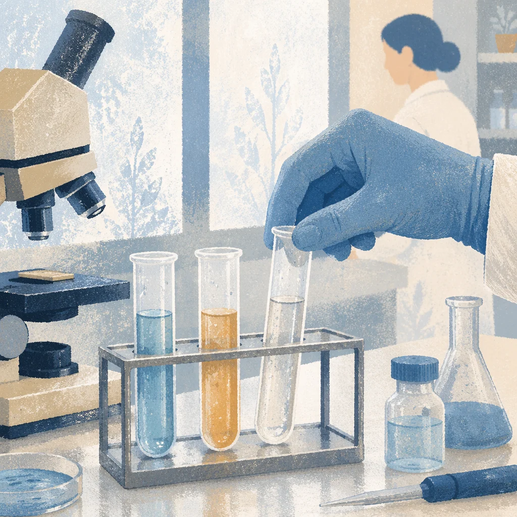 Laboratory Test Tubes and Microscope Research Scene
