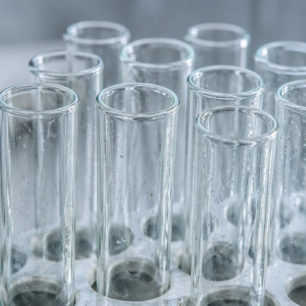 Clear Laboratory Test Tubes Macro View