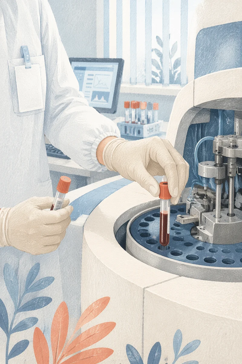 Clinical Lab Technician Handling Blood Test Tubes