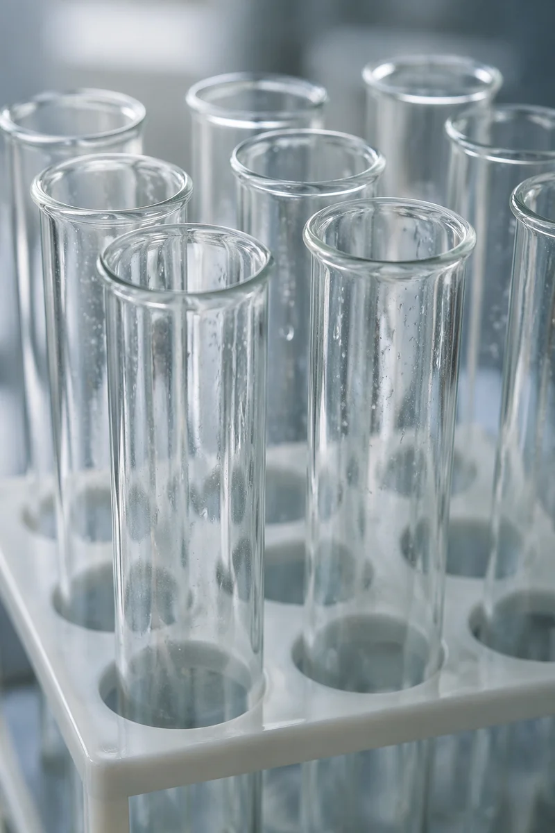 Clear Laboratory Test Tubes in Soft Light