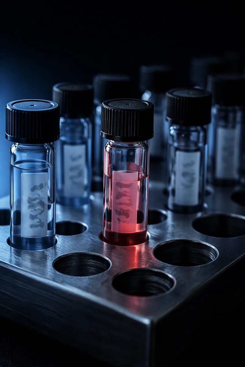 Dramatic Laboratory Vials in Medical Research Rack