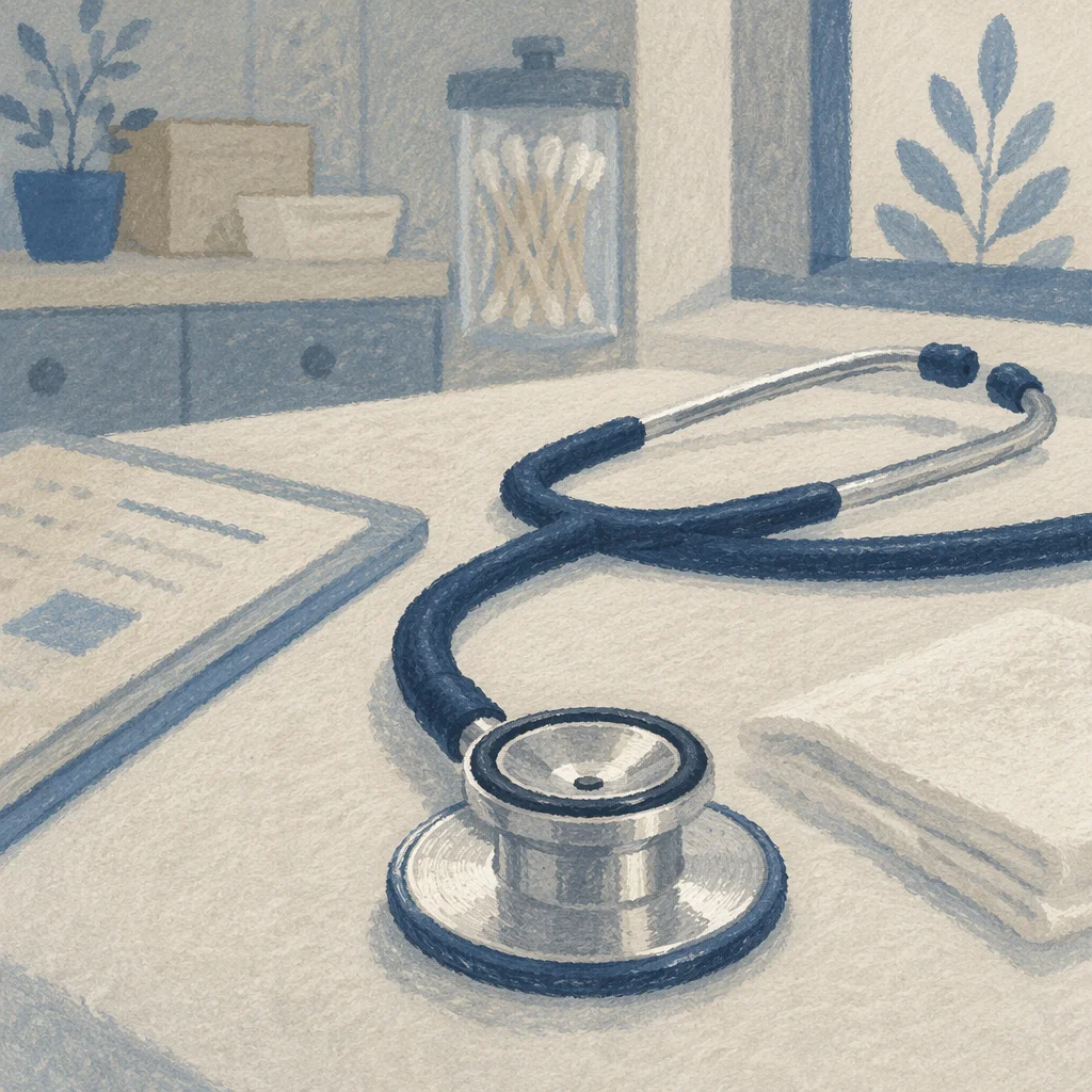 Close-Up Stethoscope on Calm Clinic Table