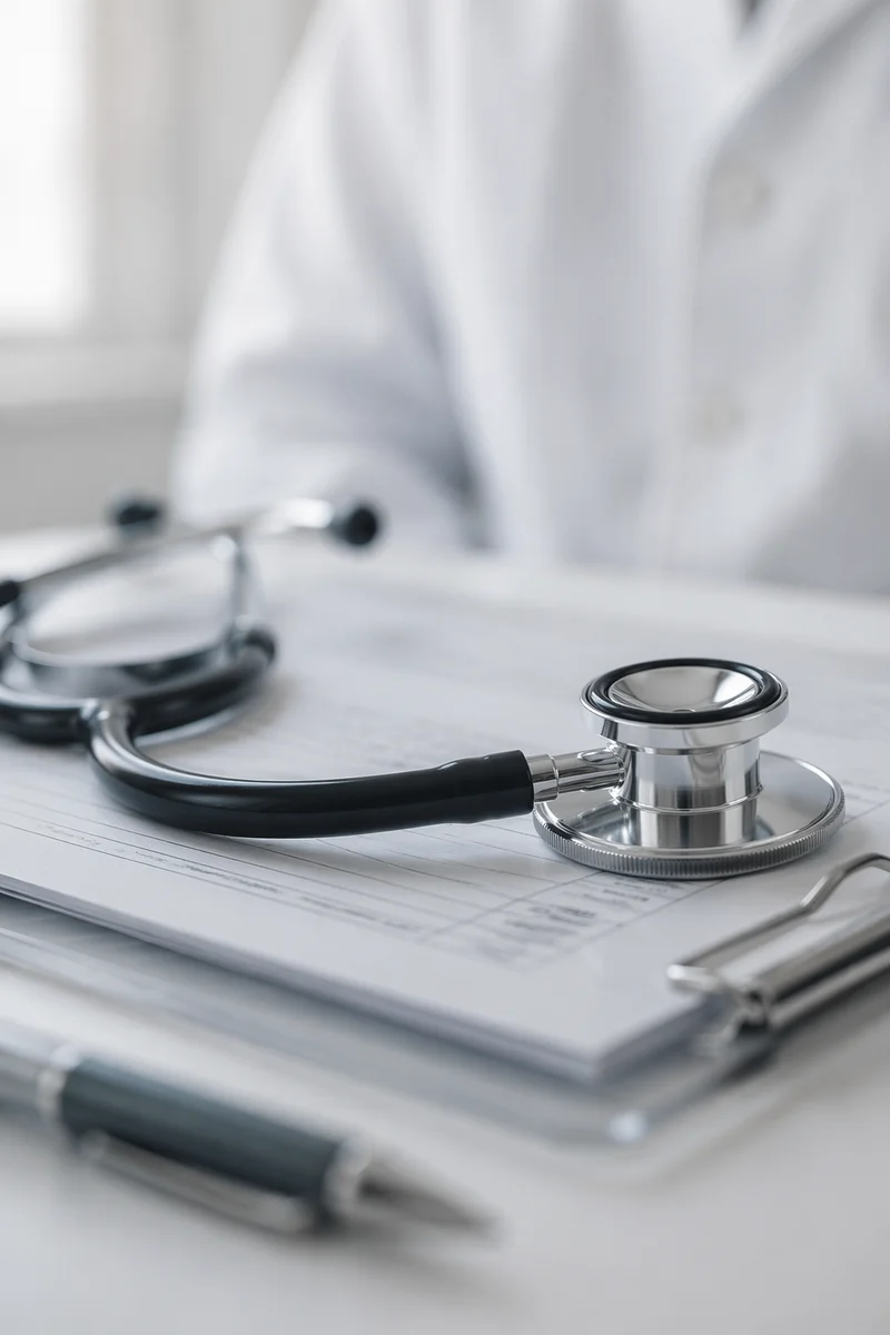 Close-Up Stethoscope in Clinical Exam Room