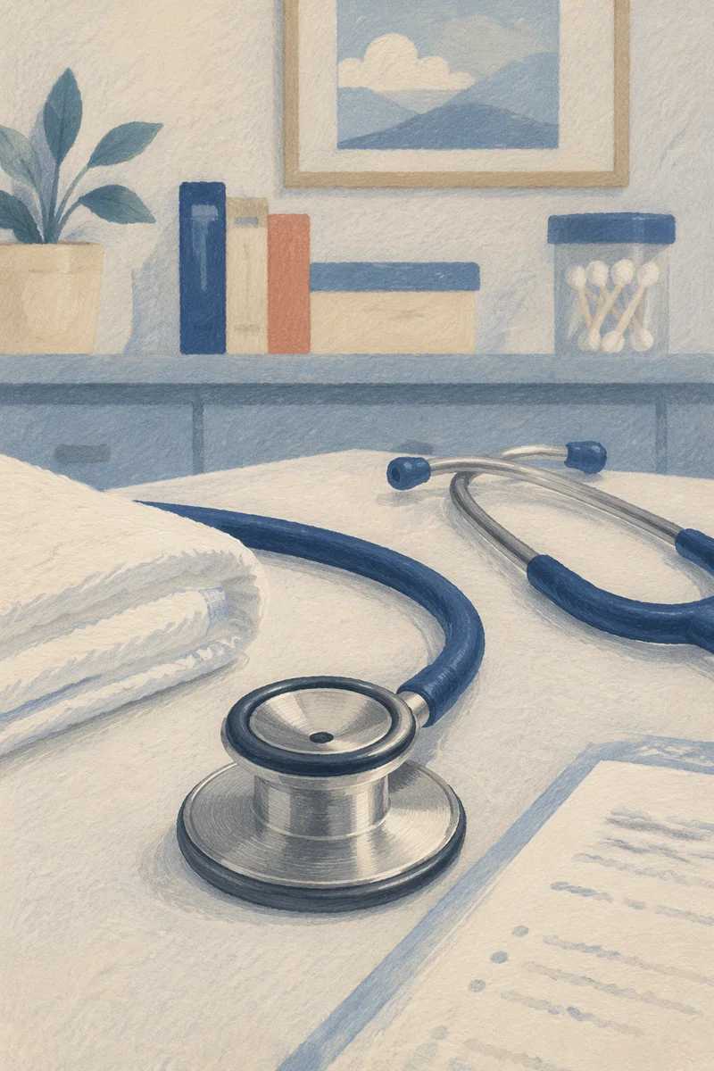 Close-Up Stethoscope on Calm Clinic Table