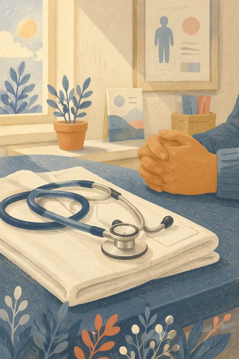 Compassionate Stethoscope Close Up with Praying Hands