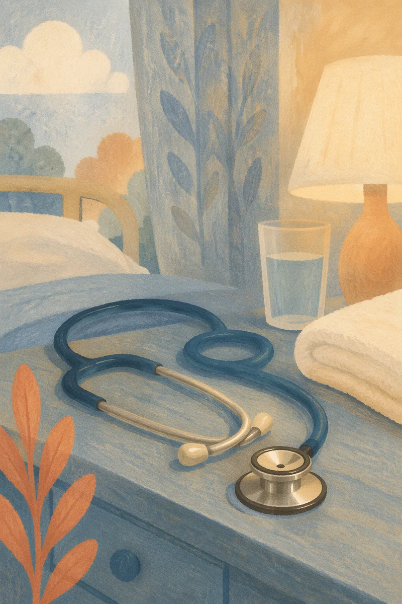Stethoscope on Quiet Hospital Bedside Table