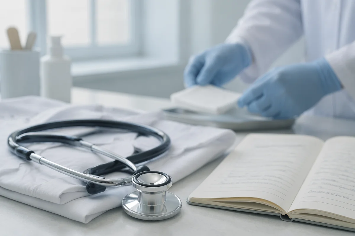 Close Up Stethoscope on Clinical Desk