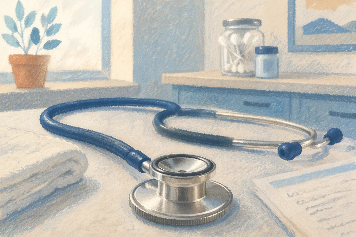 Close-Up Stethoscope on Calm Clinic Table