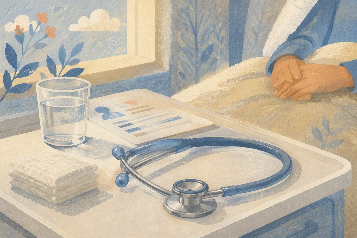 Peaceful Stethoscope on Bedside Medical Tray
