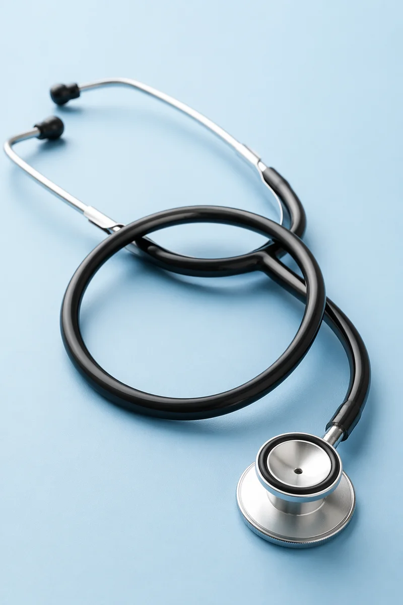 Close Up Stethoscope on Blue Table