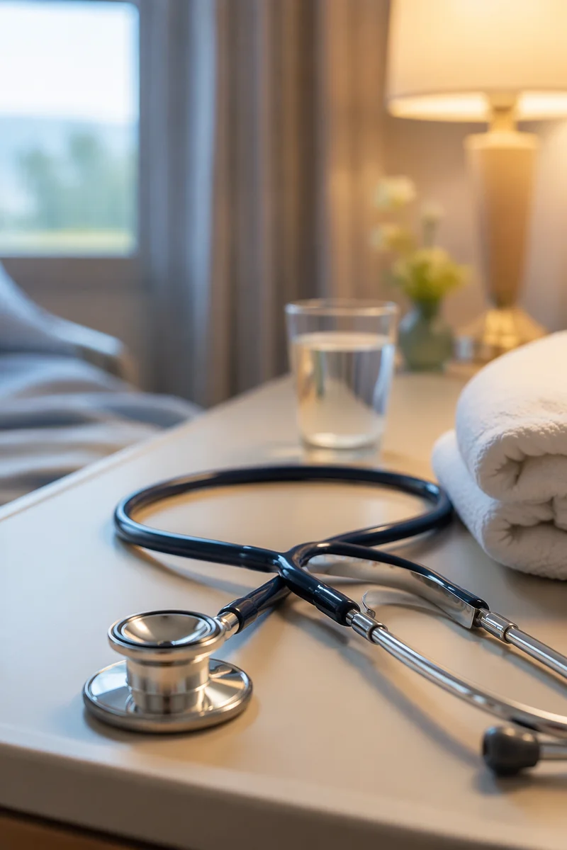 Stethoscope on Quiet Hospital Bedside Table