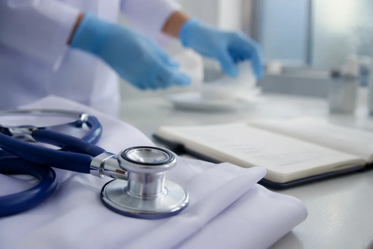 Close-Up Stethoscope on Clinical Desk
