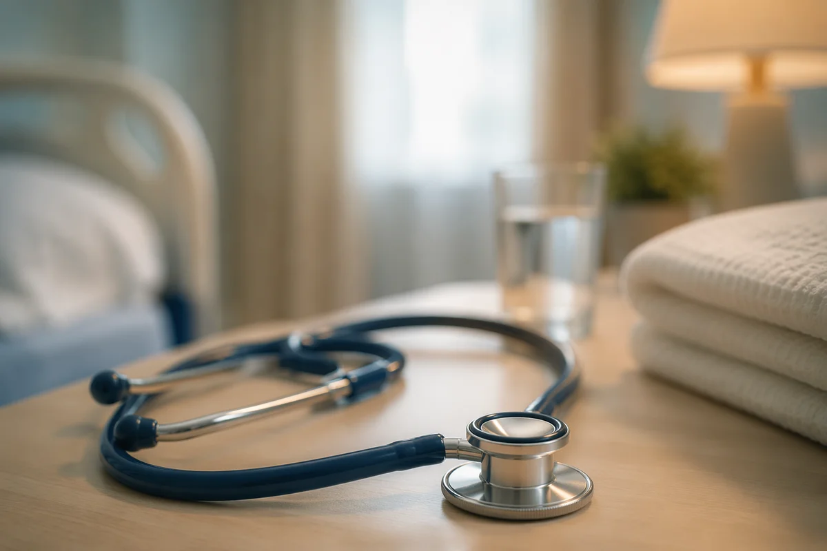 Compassionate Stethoscope Close-Up in Hospital Room