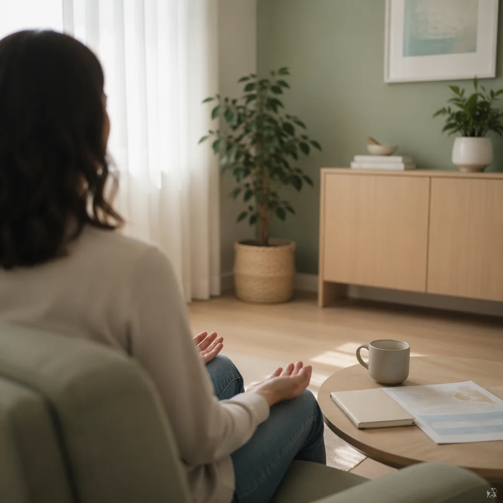 Calm Mindfulness Moment in Wellness Consultation Room