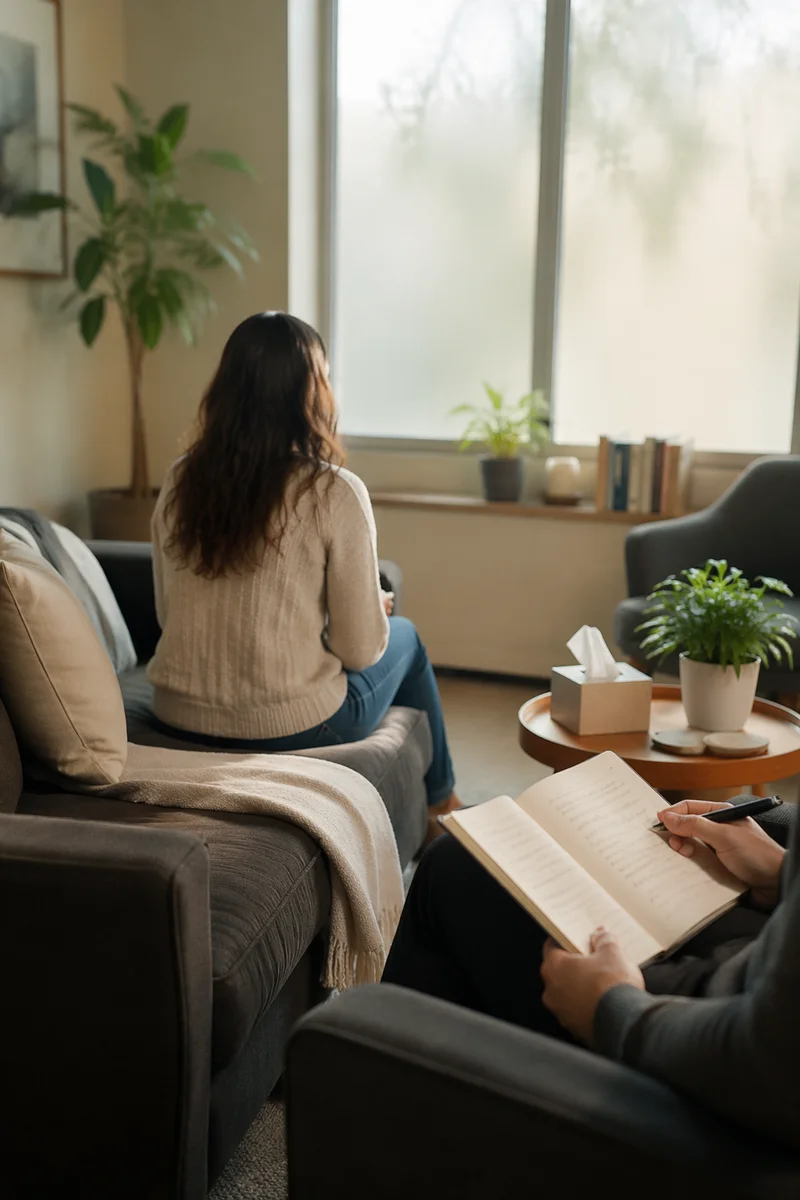 Confidential Therapy Session in Calm Office