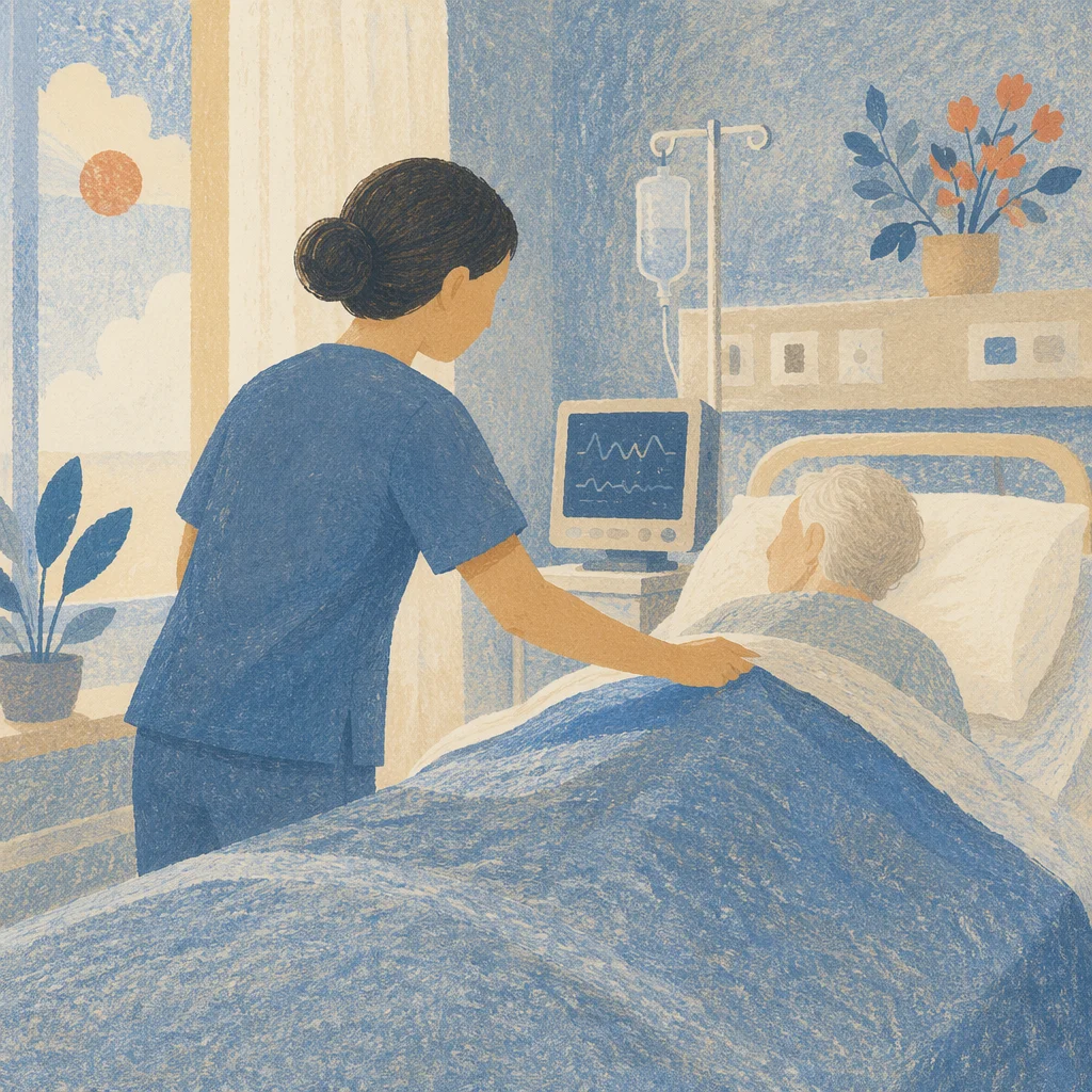 Compassionate Nurse Caring in Hospital Room