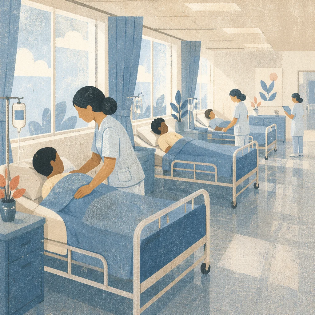 Compassionate Nurse Caring in Hospital Ward